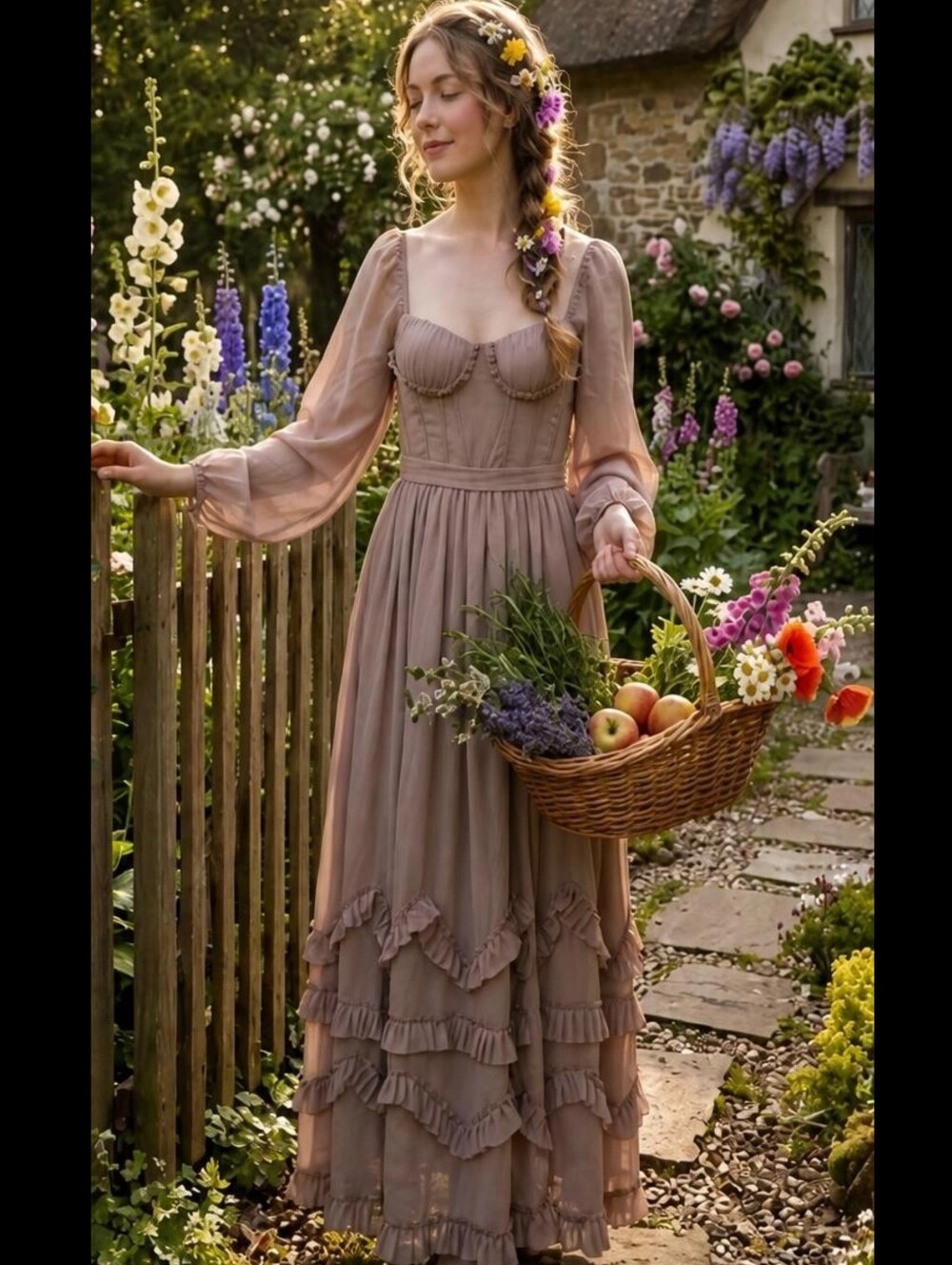 Romantic Fairytale Mocha Slit Corset Maxi Dress 4 NWOT